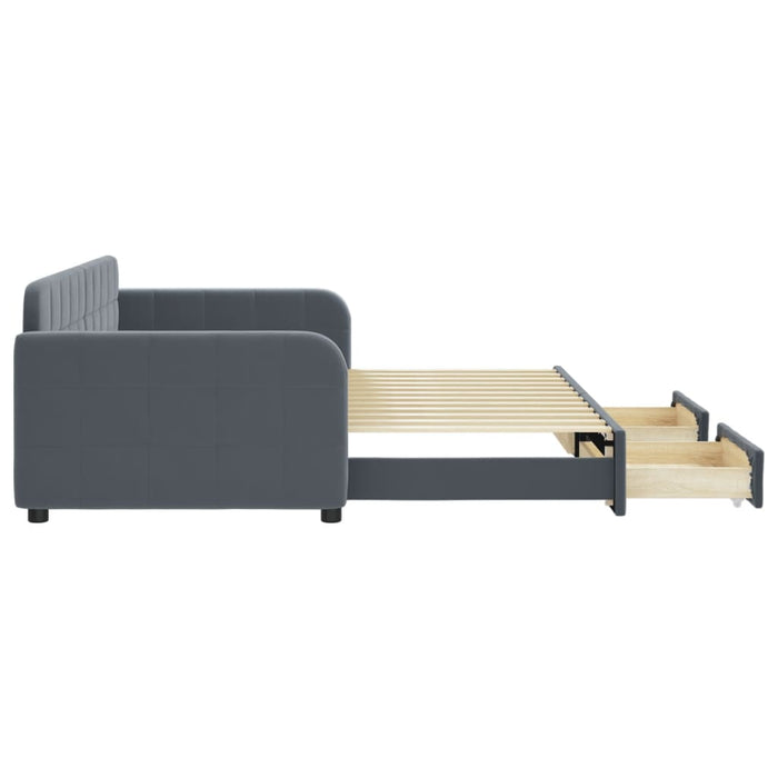 Divano Letto Estraibile Cassetti Grigio Scuro 90x200cm Velluto 3196978