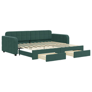 vidaXL Divano Letto Estraibile Cassetti Verde Scuro 90x200cm Velluto
