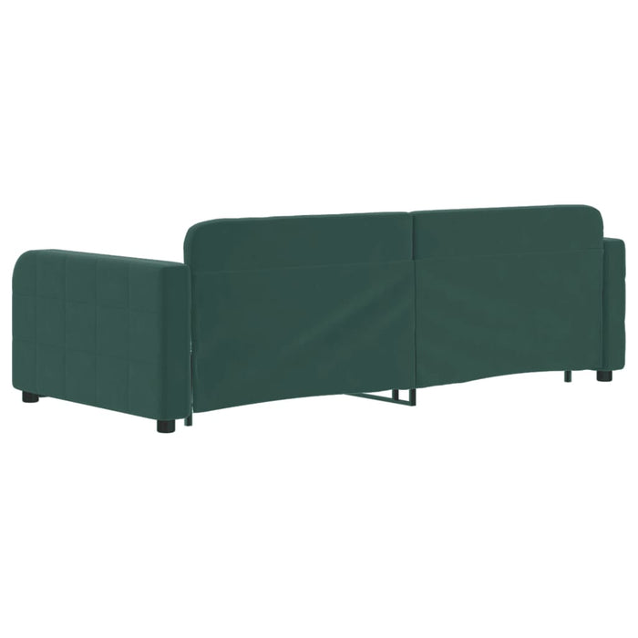 vidaXL Divano Letto Estraibile Cassetti Verde Scuro 90x200cm Velluto
