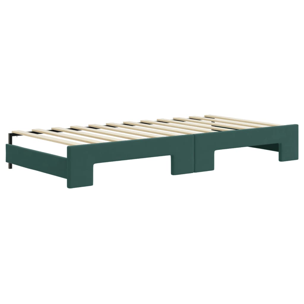vidaXL Divano Letto Estraibile Cassetti Verde Scuro 90x200cm Velluto