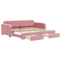 Divano Letto Estraibile con Cassetti Rosa 90x200 cm Velluto 3196980