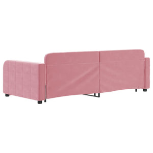 Divano Letto Estraibile con Cassetti Rosa 90x200 cm Velluto