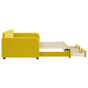Divano Letto Estraibile con Cassetti Giallo 90x200cm in Velluto 3196982