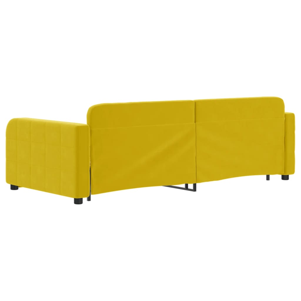 Divano Letto Estraibile con Cassetti Giallo 90x200cm in Velluto 3196982