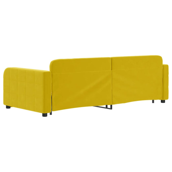 Divano Letto Estraibile con Cassetti Giallo 90x200cm in Velluto 3196982