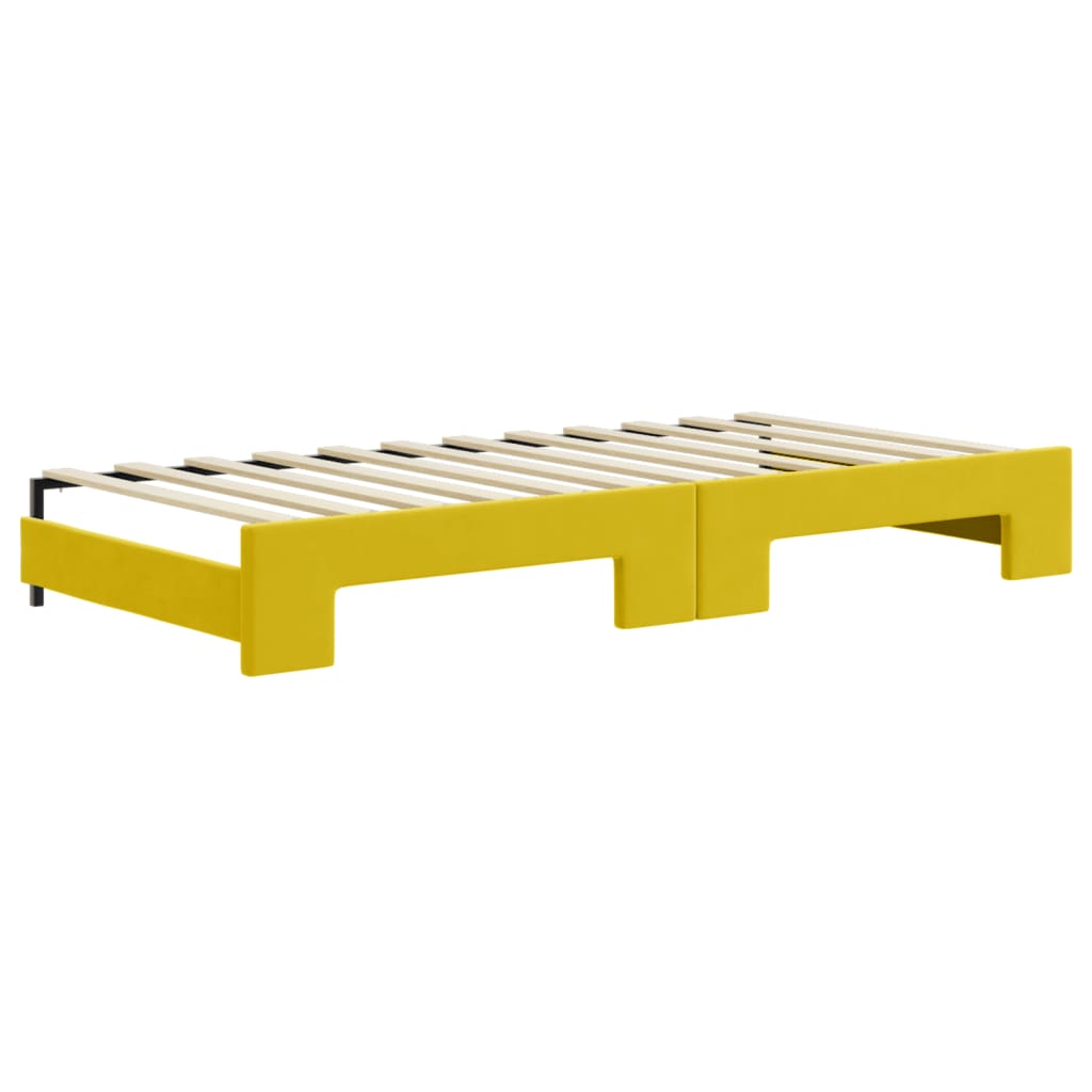 Divano Letto Estraibile con Cassetti Giallo 90x200cm in Velluto 3196982