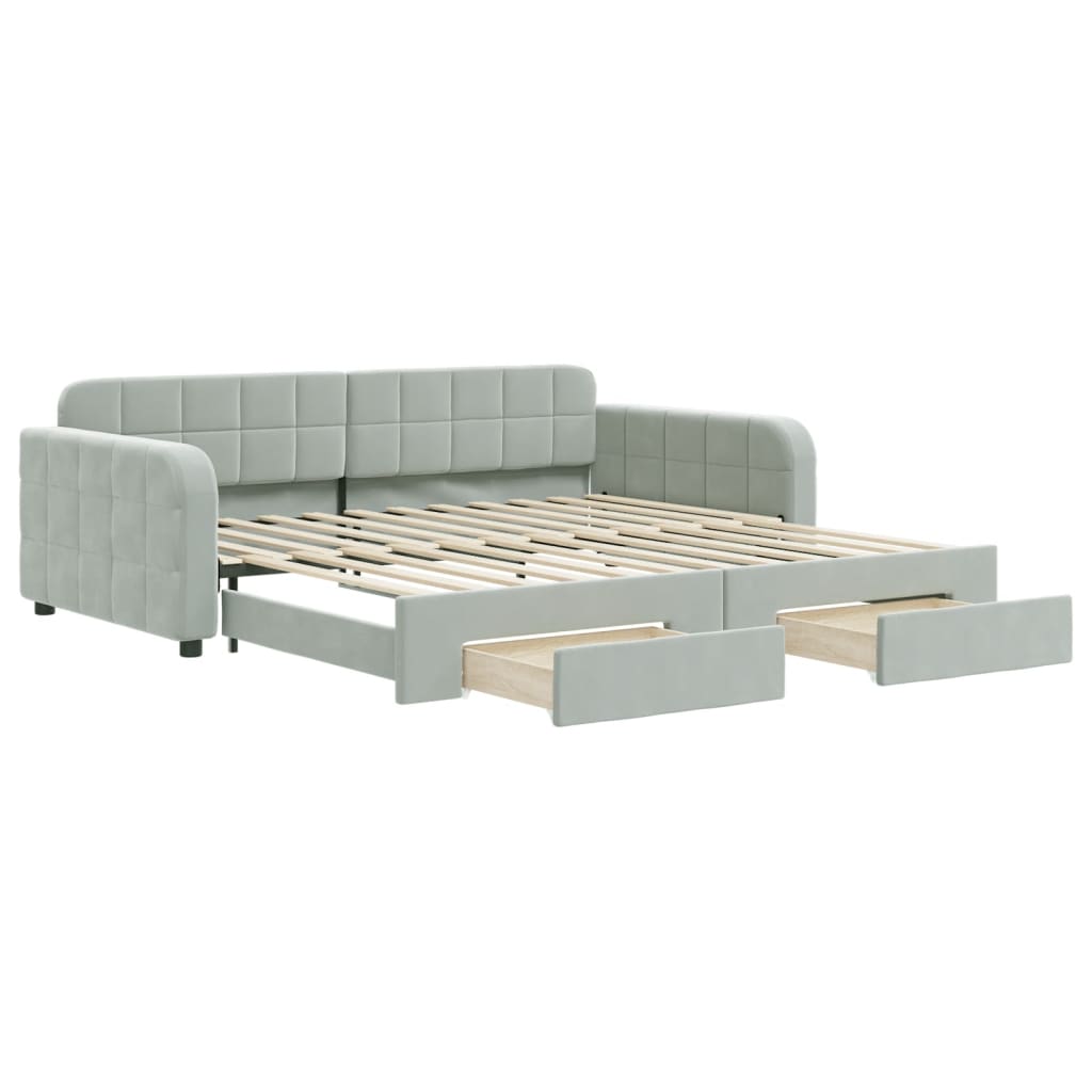 Divano Letto Estraibile Cassetti-Sofa Letto-Daybed Grigio Chiaro 100x200 Velluto 869942