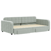 Divano Letto Estraibile Cassetti Grigio Chiaro 100x200 Velluto 3196984