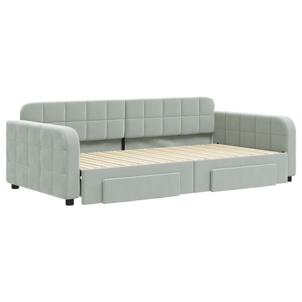 Divano Letto Estraibile Cassetti-Sofa Letto-Daybed Grigio Chiaro 100x200 Velluto 869942