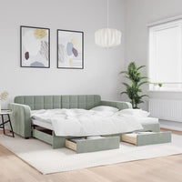 Divano Letto Estraibile Cassetti-Sofa Letto-Daybed Grigio Chiaro 100x200 Velluto 869942