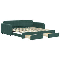 Divano Letto Estraibile Cassetti Verde Scuro 100x200cm Velluto 3196986