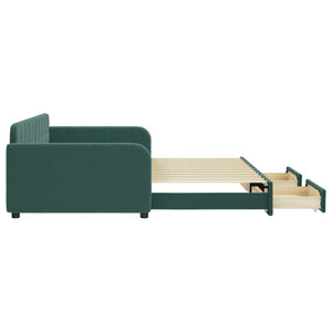 Divano Letto Estraibile Cassetti Verde Scuro 100x200cm Velluto 3196986