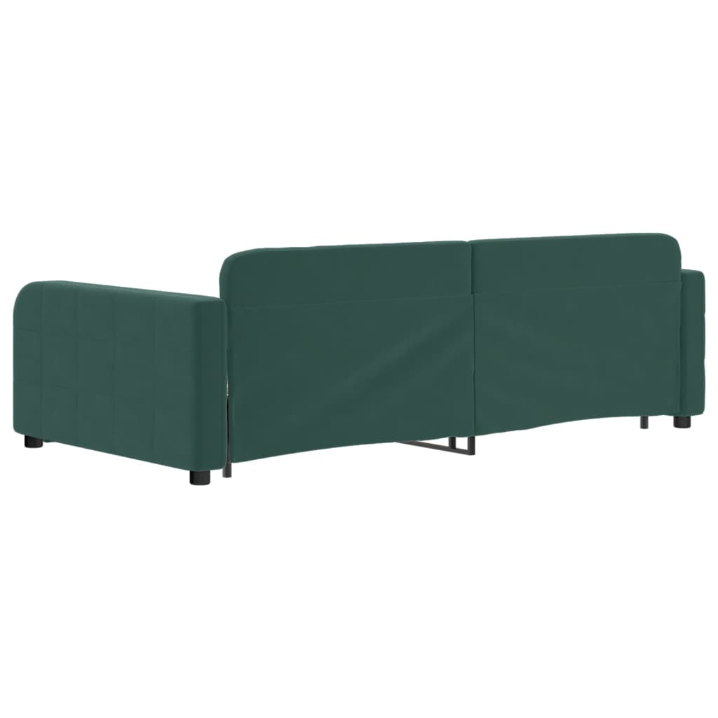 Divano Letto Estraibile Cassetti Verde Scuro 100x200cm Velluto 3196986