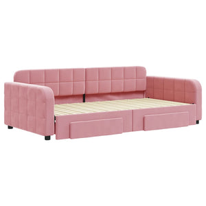 vidaXL Divano Letto Estraibile con Cassetti Rosa 100x200 cm Velluto