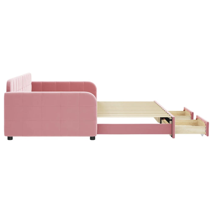 Divano Letto Estraibile con Cassetti Rosa 100x200 cm Velluto 3196987