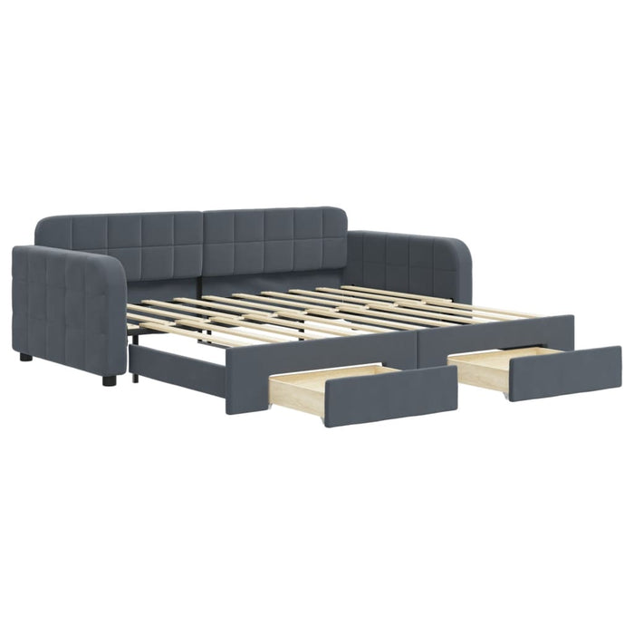 vidaXL Divano Letto Estraibile Cassetti Grigio Scuro 90x190cm Velluto