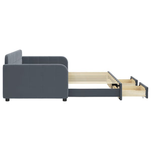 Divano Letto Estraibile Cassetti Grigio Scuro 90x190cm Velluto 3196991