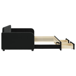 Divano Letto Estraibile con Cassetti Nero 90x190 cm in Velluto 3196992