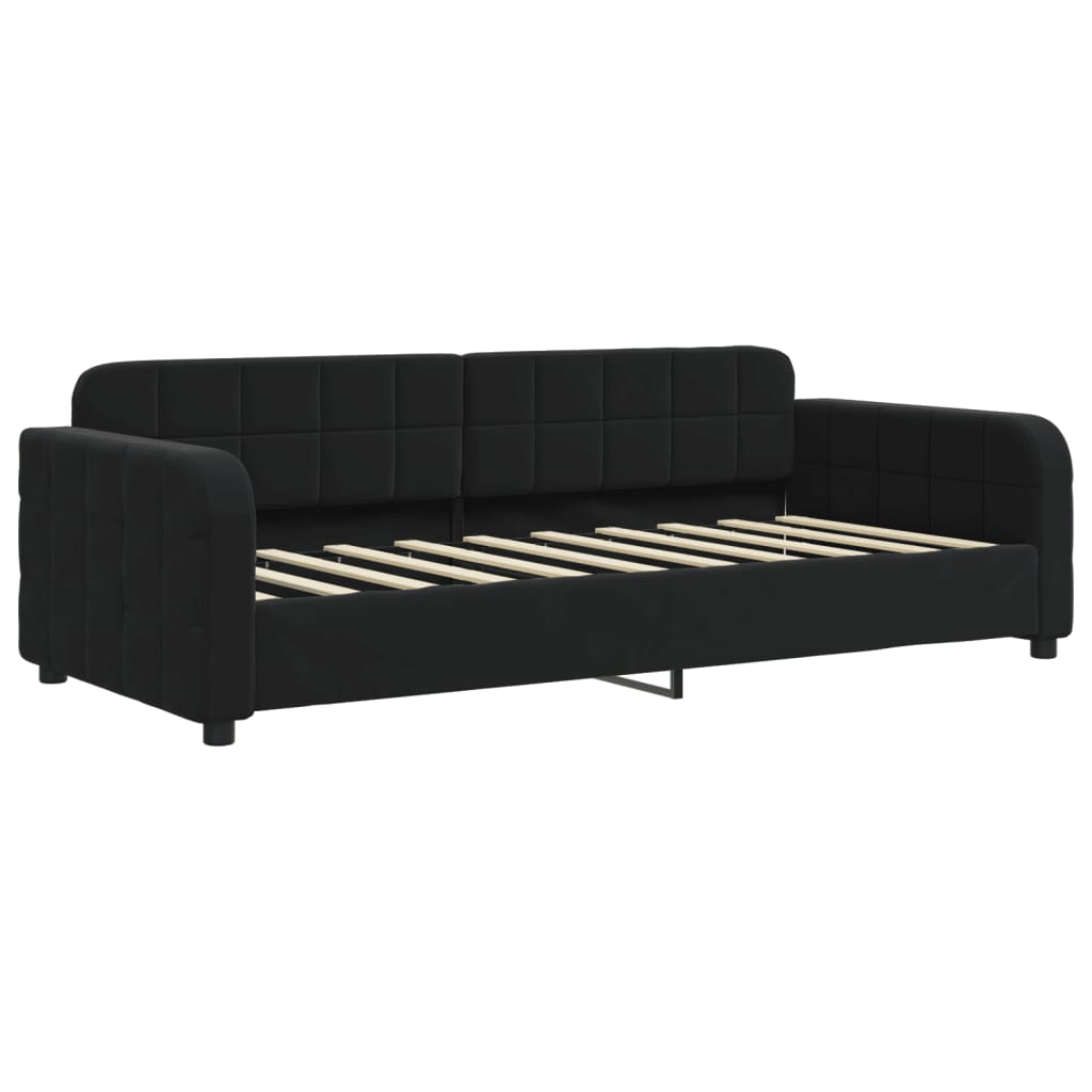 Divano Letto Estraibile con Cassetti Nero 90x190 cm in Velluto 3196992