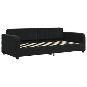 Divano Letto Estraibile con Cassetti Nero 90x190 cm in Velluto