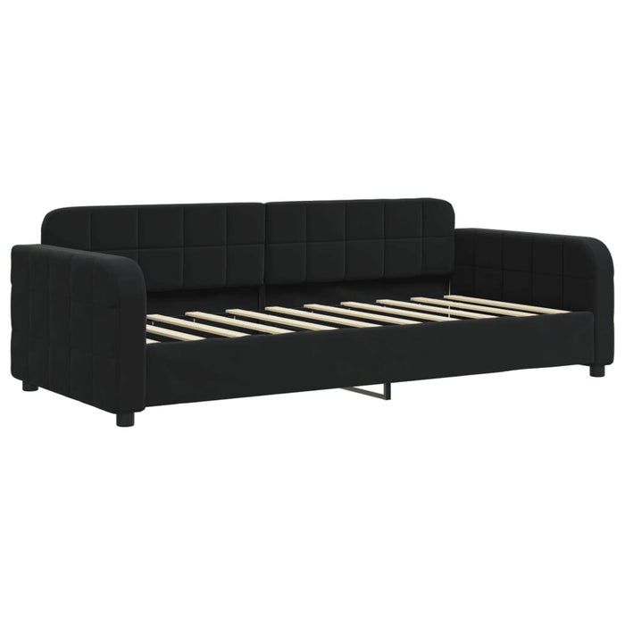 Divano Letto Estraibile con Cassetti Nero 90x190 cm in Velluto