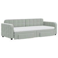 Divano Letto Estraibile Cassetti Grigio Chiaro 80x200cm Velluto