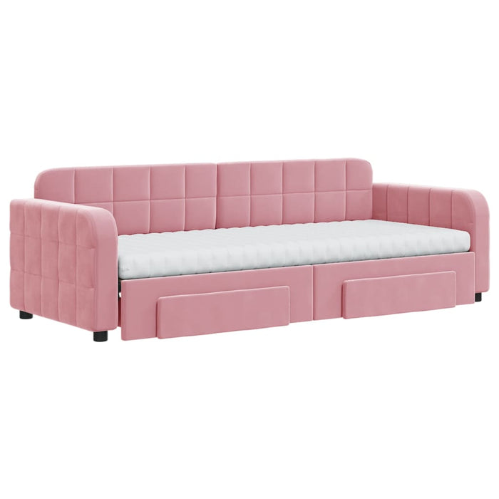 Divano Letto Estraibile con Cassetti Rosa 80x200 cm Velluto 3196997