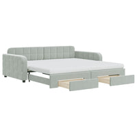 Divano Letto Estraibile Cassetti Grigio Chiaro 100x200 Velluto 3197008