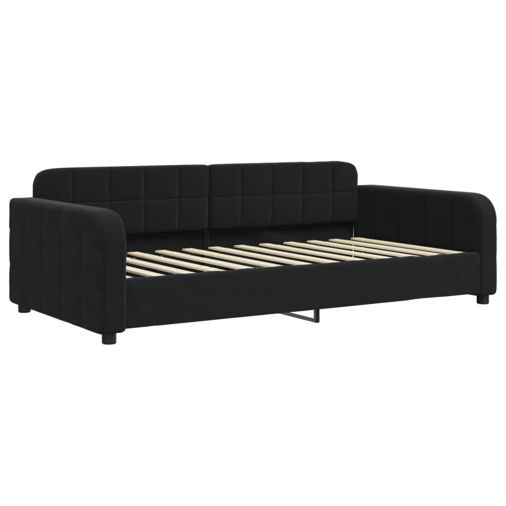 Divano Letto Estraibile con Cassetti Nero 100x200 cm in Velluto