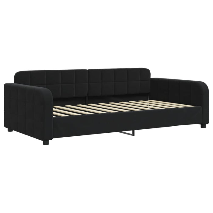 Divano Letto Estraibile con Cassetti Nero 100x200 cm in Velluto