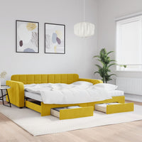 Divano Letto Estraibile con Cassetti Giallo 100x200cm Vellutocod mxl 106710