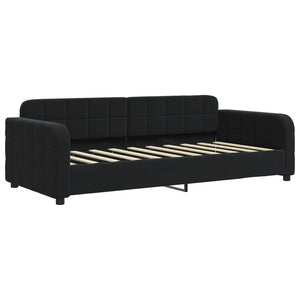 Divano Letto Estraibile con Cassetti Nero 90x190 cm in Velluto