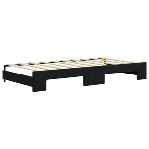 Divano Letto Estraibile con Cassetti Nero 90x190 cm in Velluto