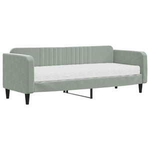 Divano Letto con Materasso-Sofa Letto-Daybed Grigio Chiaro 80x200 cm in Velluto 870312