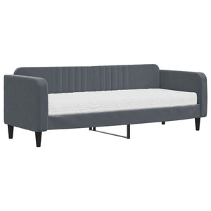 Divano Letto con Materasso-Sofa Letto-Daybed Grigio Scuro 80x200 cm in Velluto 608887