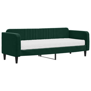 Divano Letto con Materasso-Sofa Letto-Daybed Verde Scuro 80x200 cm in Velluto 527289