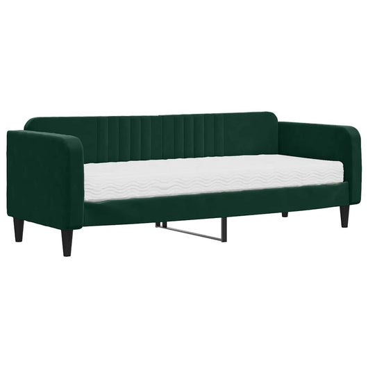 Divano Letto con Materasso-Sofa Letto-Daybed Verde Scuro 80x200 cm in Velluto 527289