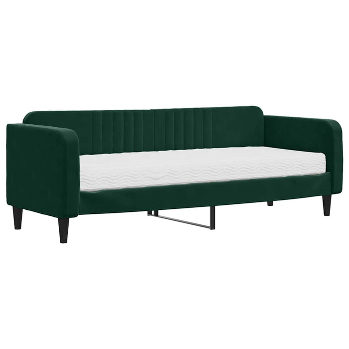 Divano Letto con Materasso-Sofa Letto-Daybed Verde Scuro 80x200 cm in Velluto 527289