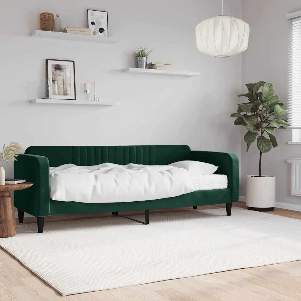 Divano Letto con Materasso-Sofa Letto-Daybed Verde Scuro 80x200 cm in Velluto 527289