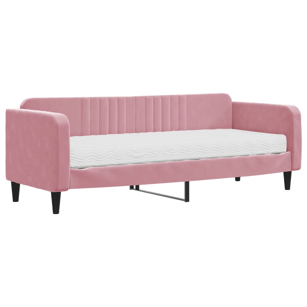 Divano Letto con Materasso-Sofa Letto-Daybed Rosa 80x200 cm in Velluto 566428