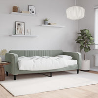 Divano Letto con Materasso-Sofa Letto-Daybed Grigio Chiaro 90x200 cm in Velluto 159114