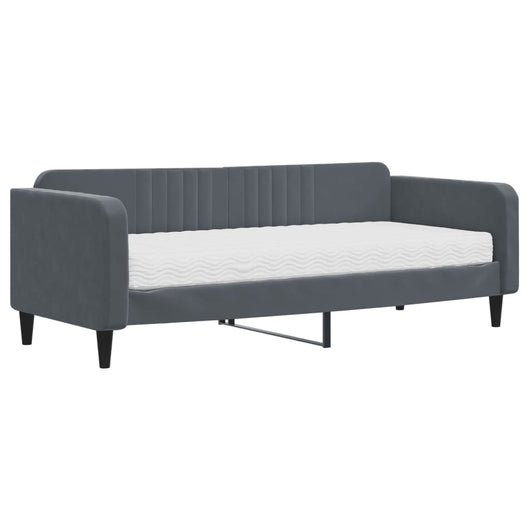 Divano Letto con Materasso-Sofa Letto-Daybed Grigio Scuro 90x200 cm in Velluto 875439