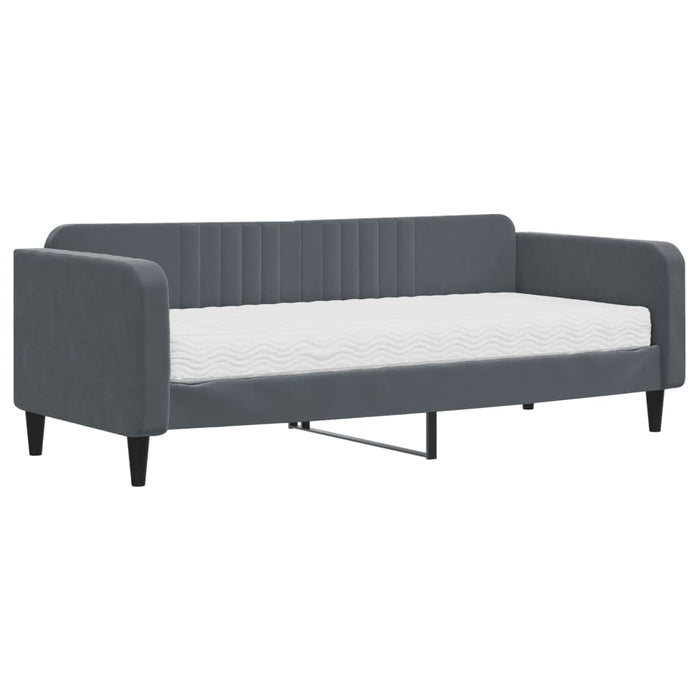 Divano Letto con Materasso-Sofa Letto-Daybed Grigio Scuro 90x200 cm in Velluto 875439