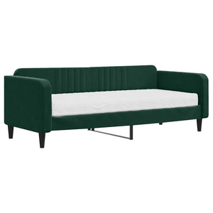 Divano Letto con Materasso-Sofa Letto-Daybed Verde Scuro 90x200 cm in Velluto 436335