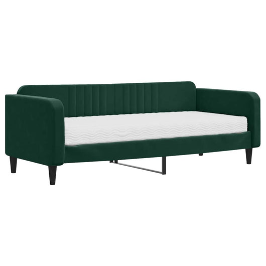 Divano Letto con Materasso-Sofa Letto-Daybed Verde Scuro 90x200 cm in Velluto 436335