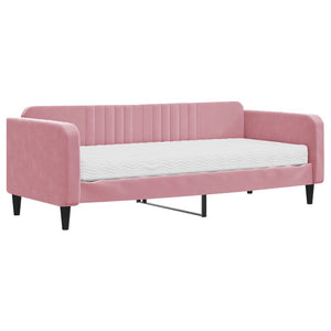 Divano Letto con Materasso Rosa 90x200 cm in Velluto 3197042