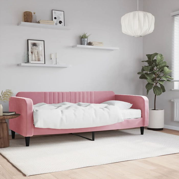 Divano Letto con Materasso Rosa 90x200 cm in Velluto 3197042