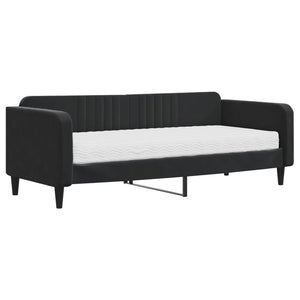 Divano Letto con Materasso-Sofa Letto-Daybed Nero 90x200 cm in Velluto 572147