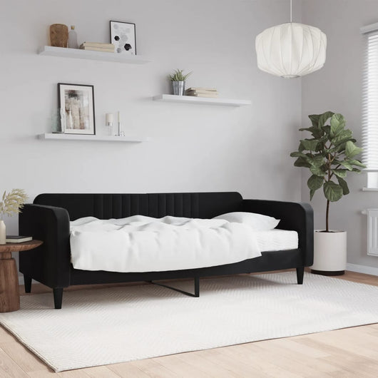 Divano Letto con Materasso-Sofa Letto-Daybed Nero 90x200 cm in Velluto 572147