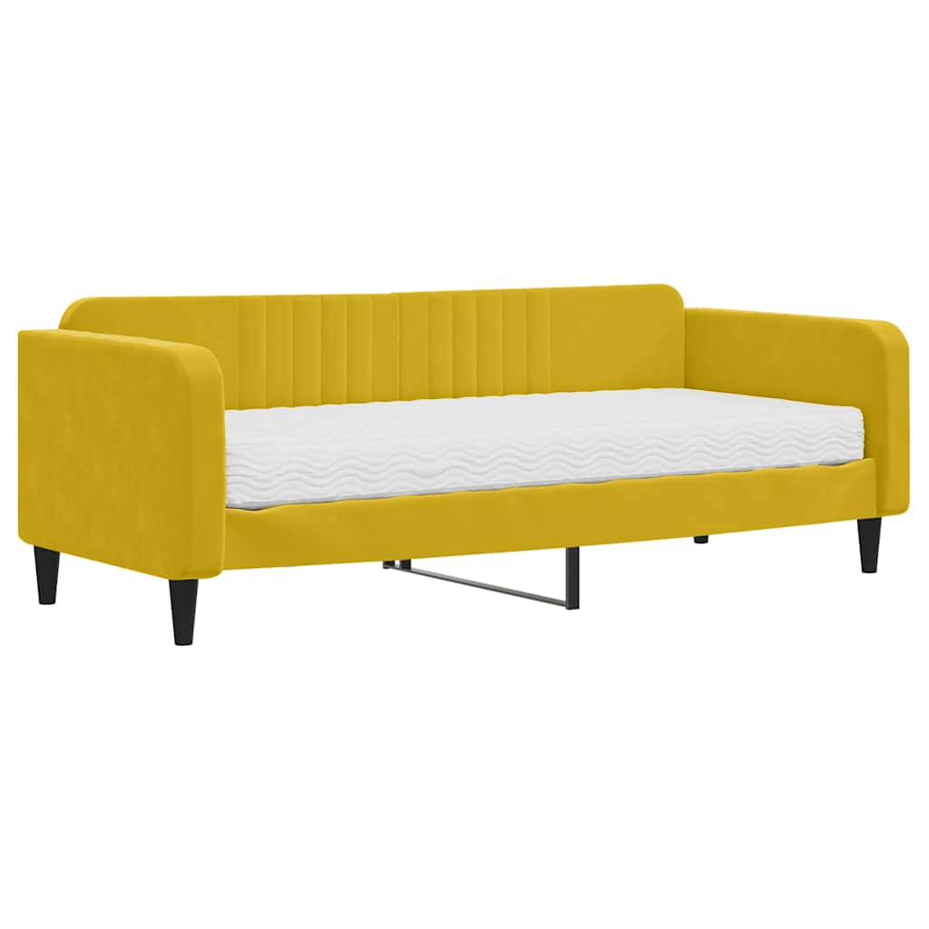 Divano Letto con Materasso-Sofa Letto-Daybed Giallo 90x200 cm in Velluto 631005